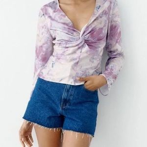 Zara purple silk blouse NWT size medium